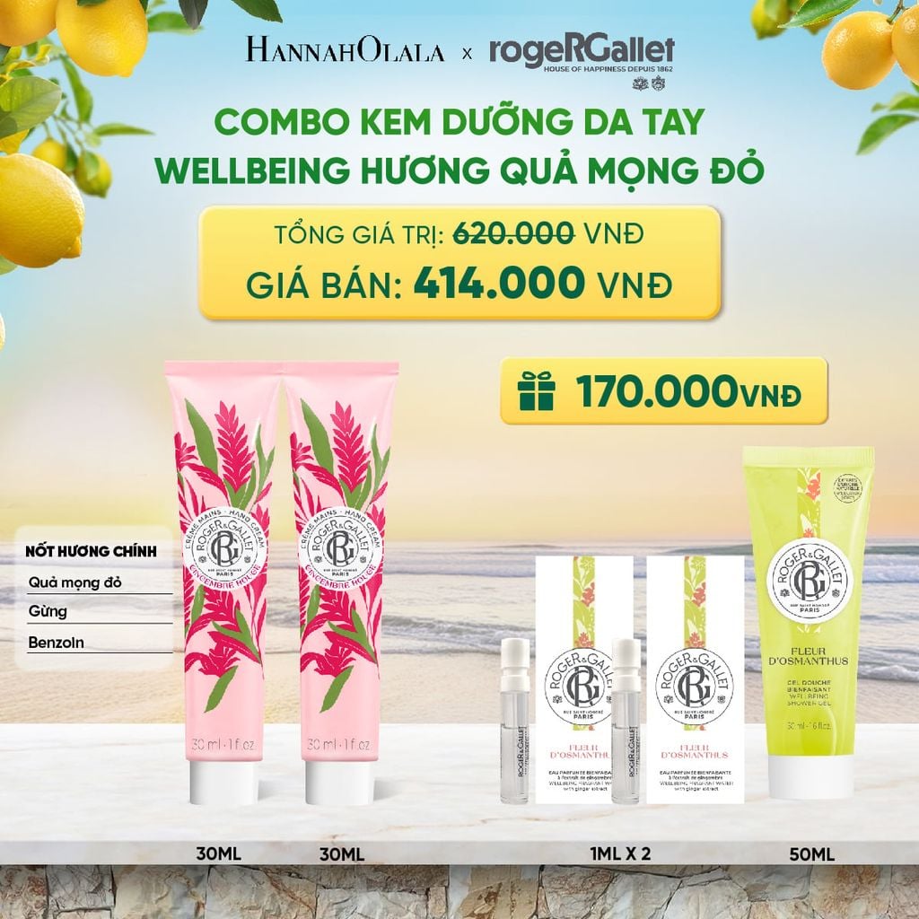  COMBO 2 KEM DƯỠNG DA TAY ROGER&GALLET 30ML 