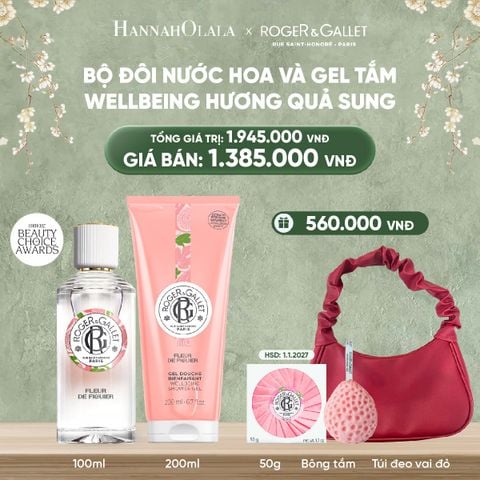  DEAL 3: COMBO LƯU HƯƠNG WELBEING ROGER&GALLLET: Nước hoa 100ml & Gel tắm 200ml 