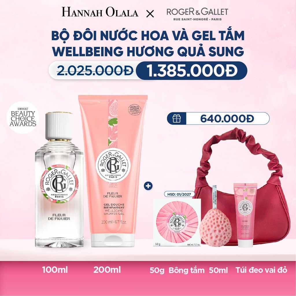  M32_DEAL 3: COMBO LƯU HƯƠNG WELBEING ROGER&GALLLET: Nước hoa 100ml & Gel tắm 200ml 