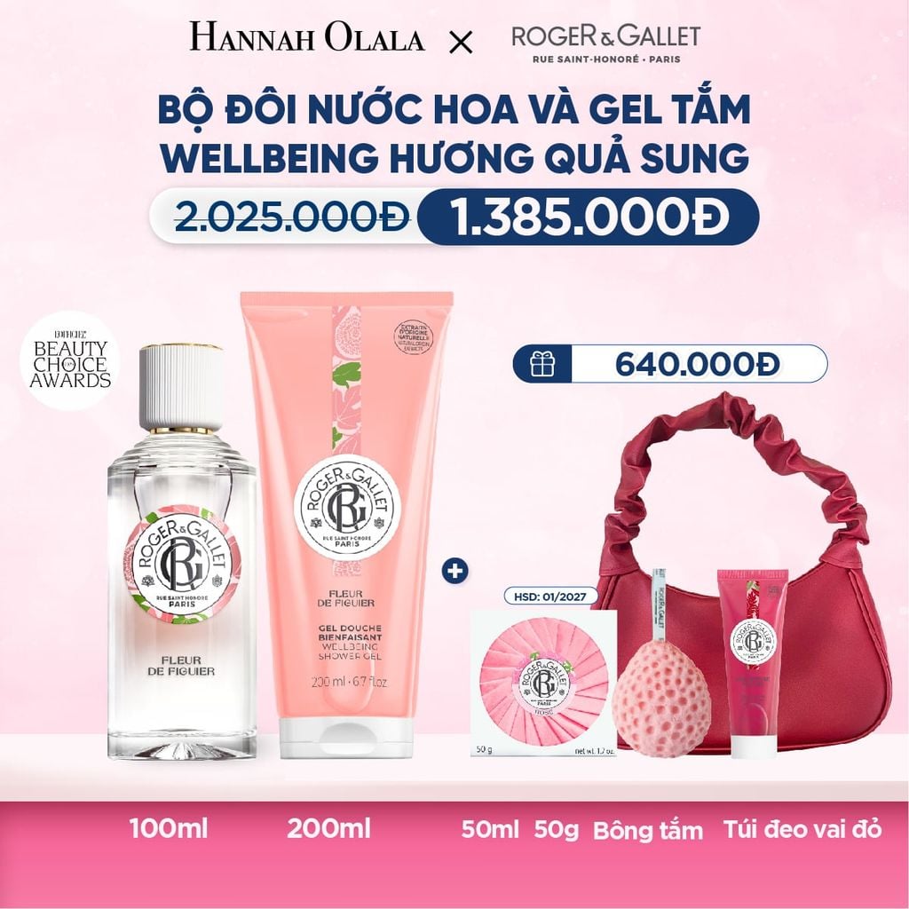  DEAL 3: COMBO LƯU HƯƠNG WELBEING ROGER&GALLLET: Nước hoa 100ml & Gel tắm 200ml 