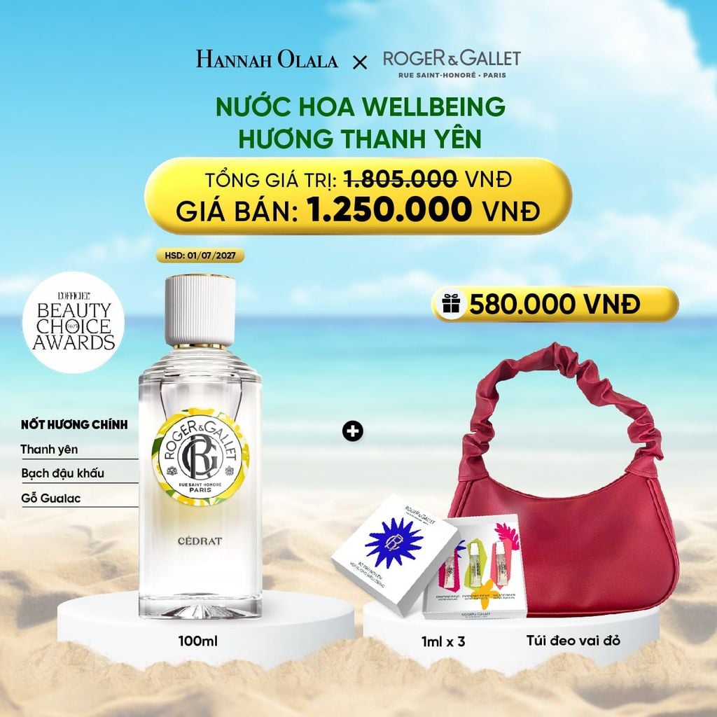  DEAL 1: NƯỚC HOA WELLBEING ROGER&GALLET 100ML 
