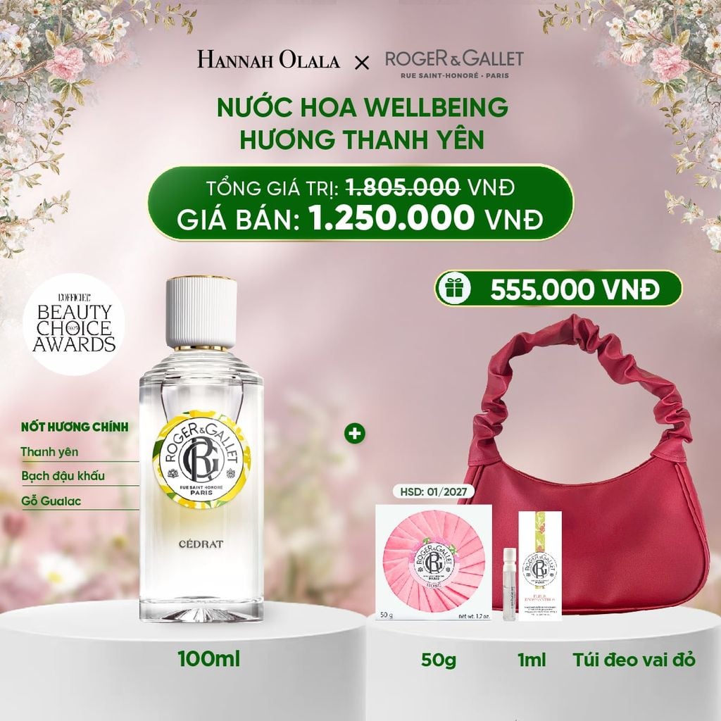  DEAL 1: NƯỚC HOA WELLBEING ROGER&GALLET 100ML 