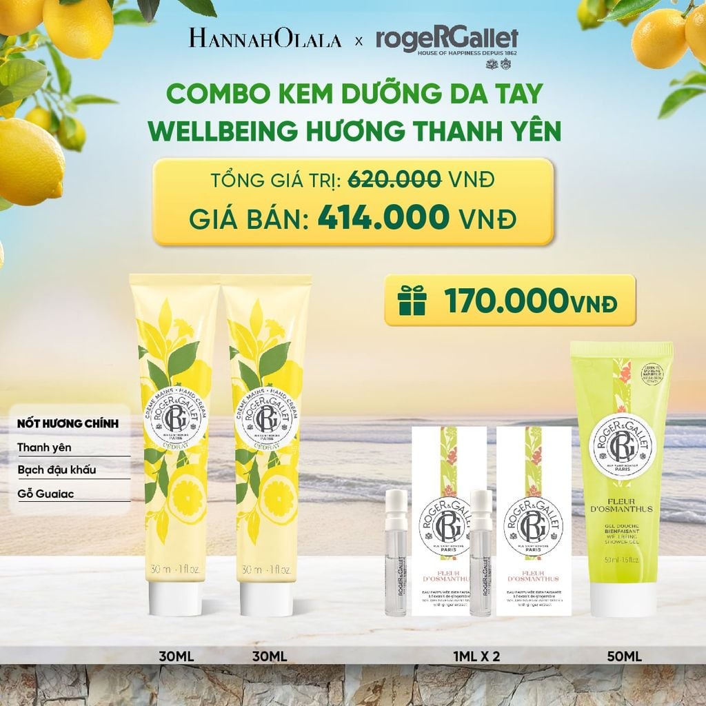  COMBO 2 KEM DƯỠNG DA TAY ROGER&GALLET 30ML 