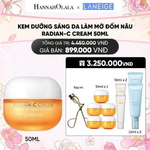  KEM DƯỠNG GIÚP HỖ TRỢ LÀM ĐỀU MÀU DA MỜ THÂM SẠM KEM DƯỠNG TRẮNG DA LÀM MỜ ĐỐM NÂU LANEIGE RADIAN-C CREAM 50ML 