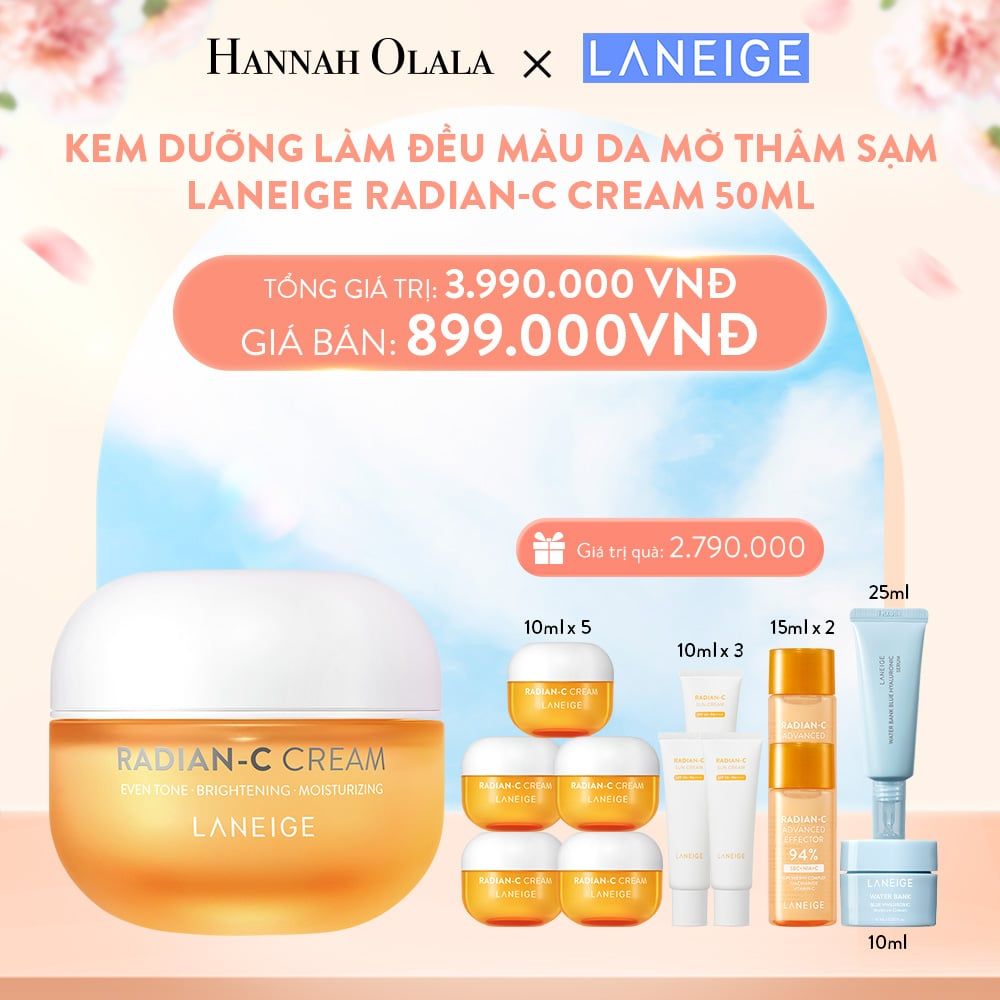  A436_DEAL 4: KEM DƯỠNG GIÚP HỖ TRỢ LÀM ĐỀU MÀU DA MỜ THÂM SẠM KEM DƯỠNG TRẮNG DA LÀM MỜ ĐỐM NÂU LANEIGE RADIAN-C CREAM 50ML 