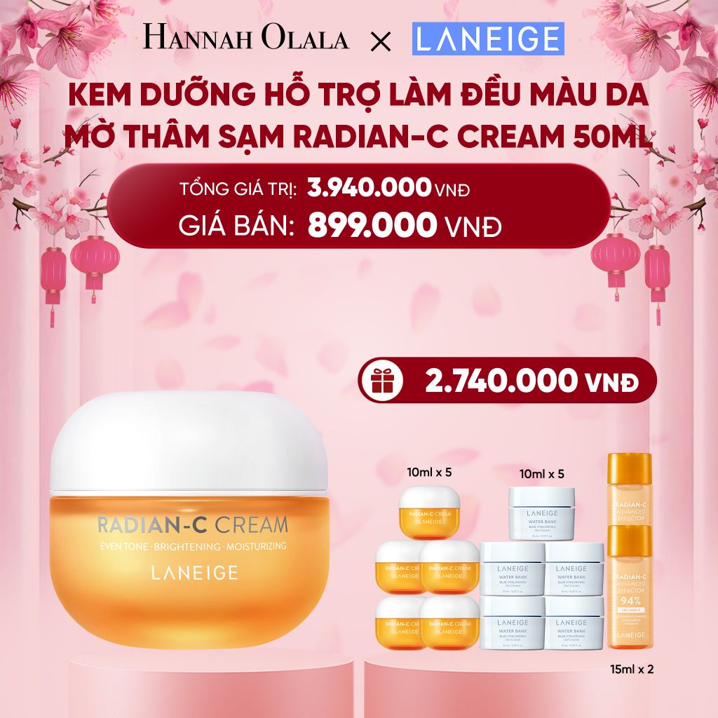  DEAL 4: KEM DƯỠNG GIÚP HỖ TRỢ LÀM ĐỀU MÀU DA MỜ THÂM SẠM KEM DƯỠNG TRẮNG DA LÀM MỜ ĐỐM NÂU LANEIGE RADIAN-C CREAM 50ML 