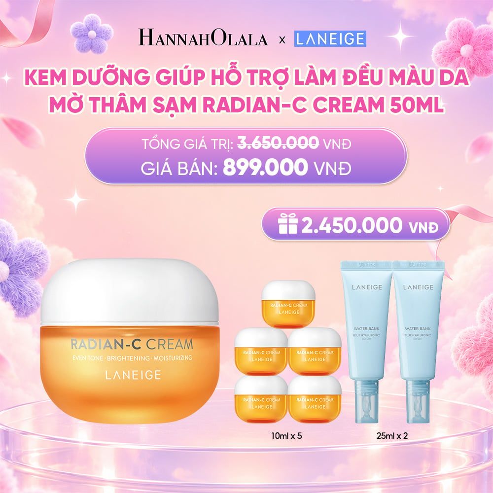  DEAL 1: KEM DƯỠNG GIÚP HỖ TRỢ LÀM ĐỀU MÀU DA MỜ THÂM SẠM KEM DƯỠNG TRẮNG DA LÀM MỜ ĐỐM NÂU LANEIGE RADIAN-C CREAM 50ML 