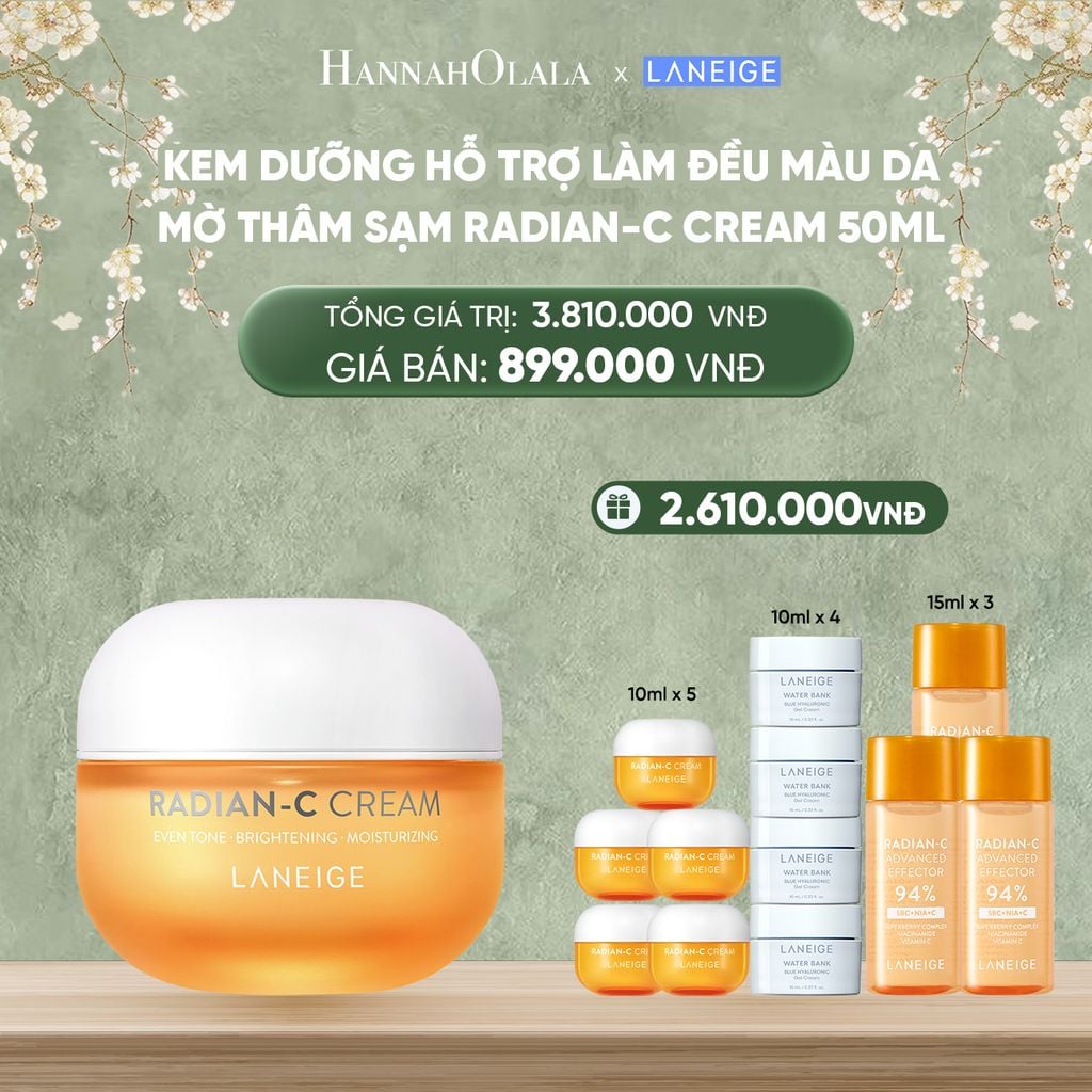  DEAL 4: KEM DƯỠNG GIÚP HỖ TRỢ LÀM ĐỀU MÀU DA MỜ THÂM SẠM KEM DƯỠNG TRẮNG DA LÀM MỜ ĐỐM NÂU LANEIGE RADIAN-C CREAM 50ML 