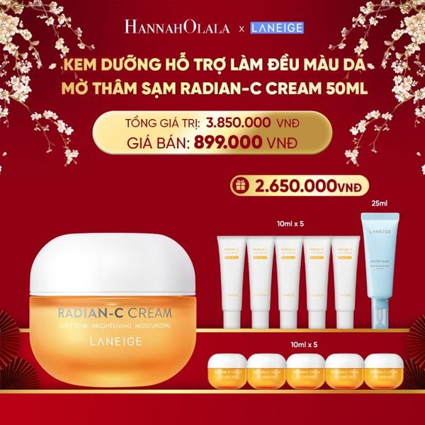  DEAL 4: KEM DƯỠNG GIÚP HỖ TRỢ LÀM ĐỀU MÀU DA MỜ THÂM SẠM KEM DƯỠNG TRẮNG DA LÀM MỜ ĐỐM NÂU LANEIGE RADIAN-C CREAM 50ML 