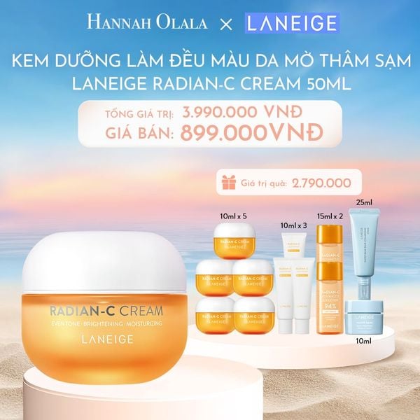  C97_DEAL 4: KEM DƯỠNG GIÚP HỖ TRỢ LÀM ĐỀU MÀU DA MỜ THÂM SẠM KEM DƯỠNG TRẮNG DA LÀM MỜ ĐỐM NÂU LANEIGE RADIAN-C CREAM 50ML 