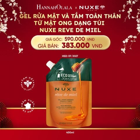  DEAL 6: TÚI REFILL GEL RỬA MẶT VÀ TẮM TOÀN THÂN TỪ MẬT ONG NUXE REVE DE MIEL 400ML 