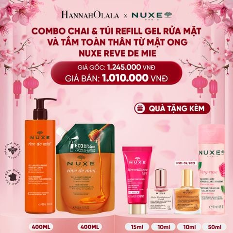  Deal 11: COMBO CHAI & TÚI GEL RỬA MẶT VÀ TẮM TOÀN THÂN TỪ MẬT ONG NUXE REVE DE MIEL 400ML x 2 