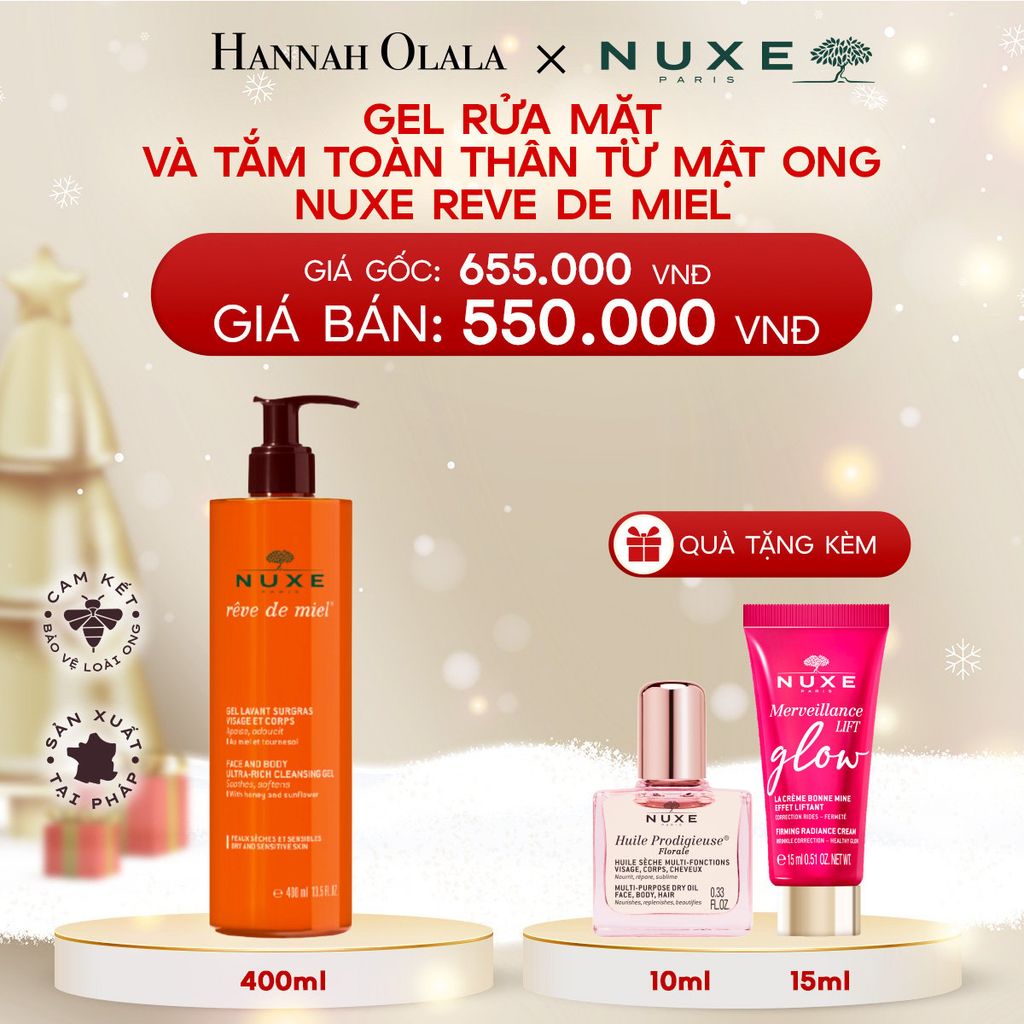  A141_DEAL 5: GEL RỬA MẶT VÀ TẮM TOÀN THÂN TỪ MẬT ONG NUXE REVE DE MIEL 400ML 