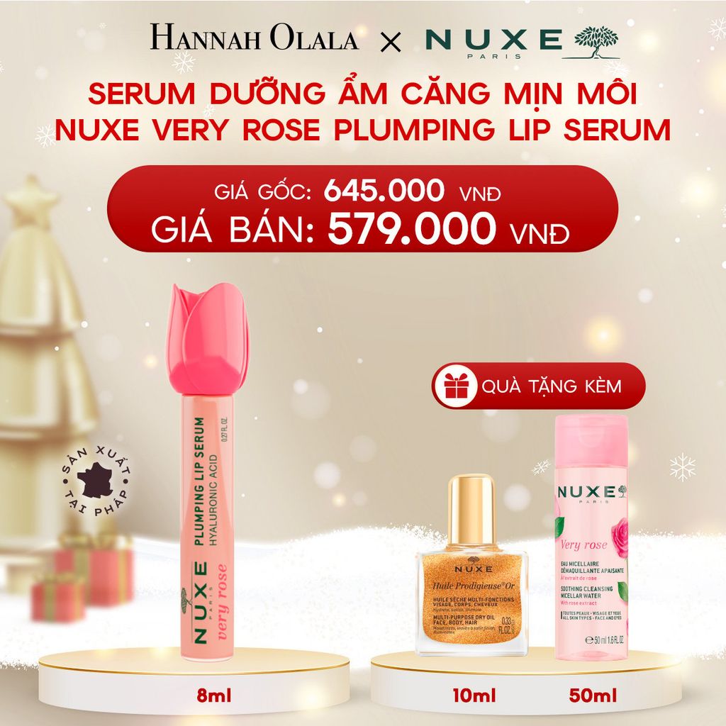  A133_DEAL 10: SERUM DƯỠNG ẨM GIÚP MÔI CĂNG MỊN NUXE VERY ROSE PLUMPING LIP SERUM 8ML 