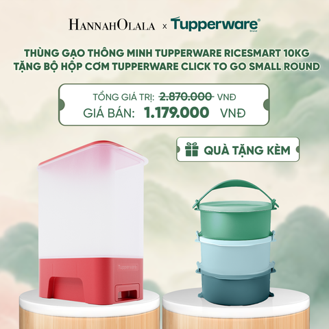  THÙNG GẠO THÔNG MINH TUPPERWARE RICESMART 10KG (TẶNG BỘ HỘP CƠM TUPPERWARE CLICK TO GO SMALL ROUND) - DEAL 29 - A2048 