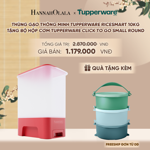  THÙNG GẠO THÔNG MINH TUPPERWARE RICESMART 10KG (TẶNG BỘ HỘP CƠM TUPPERWARE CLICK TO GO SMALL ROUND) - DEAL 29 - A1551 
