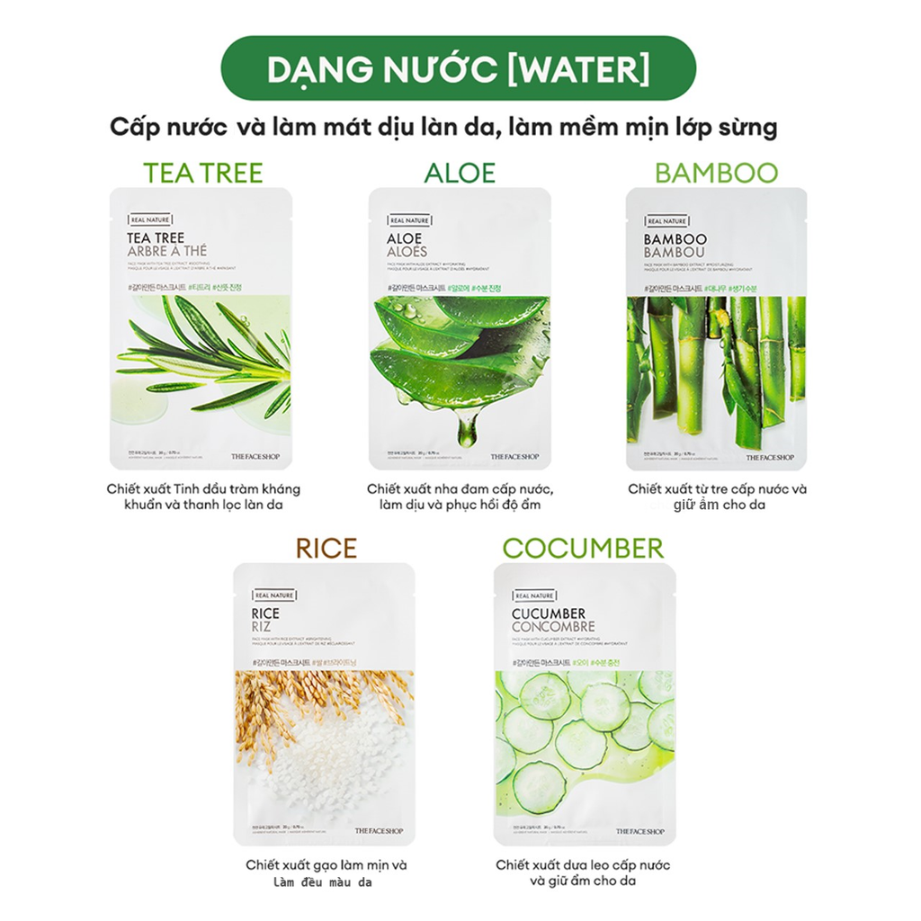  DEAL 1: COMBO 38 MẶT NẠ DƯỠNG DA QUỐC DÂN REAL NATURE CHO MỌI LOẠI DA 