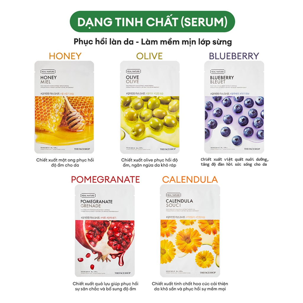  DEAL 1: COMBO 38 MẶT NẠ DƯỠNG DA QUỐC DÂN REAL NATURE CHO MỌI LOẠI DA 