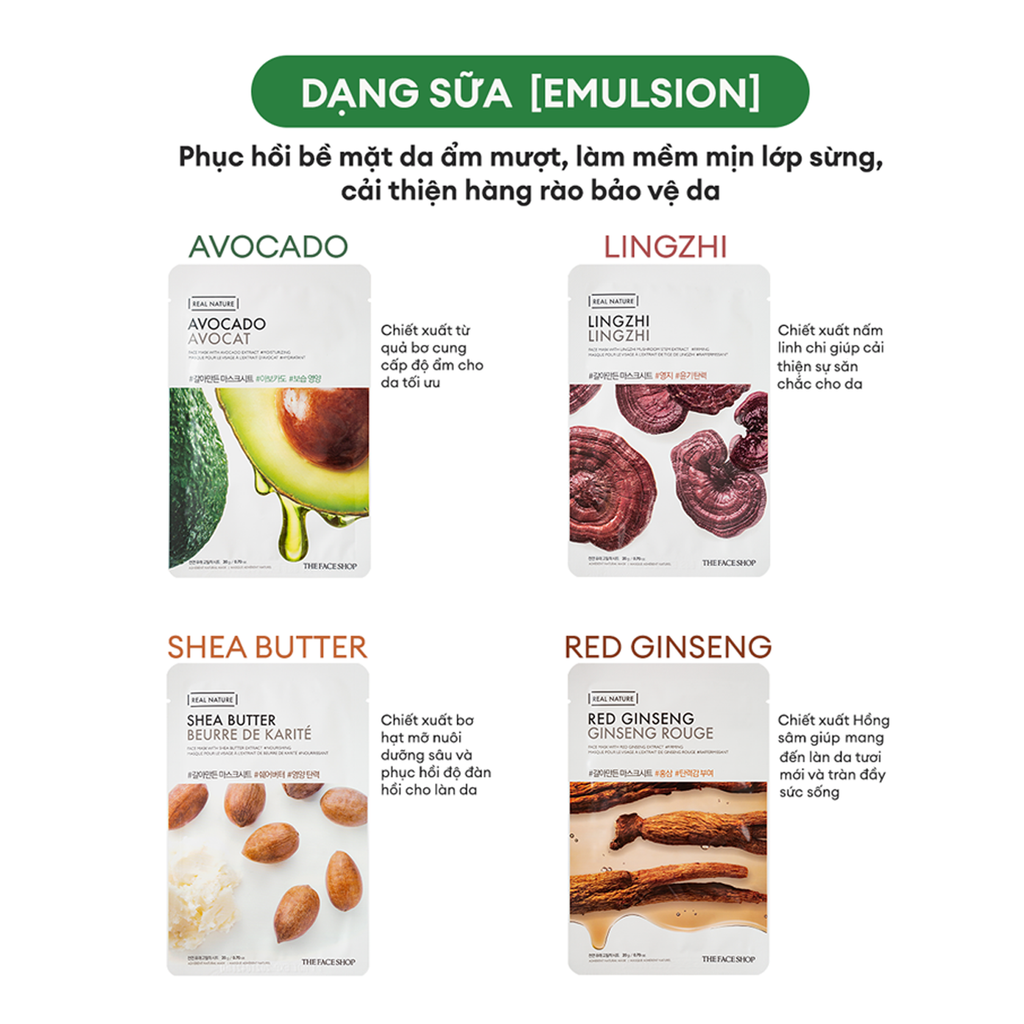  A812_DEAL 2: COMBO 55 MẶT NẠ QUỐC DÂN DƯỠNG DA HÀNG NGÀY THE FACE SHOP REAL NATURE 