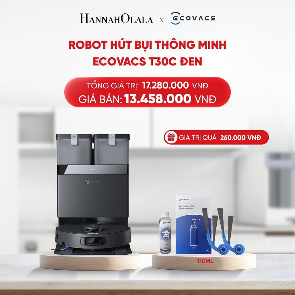  B35_DEAL 6: ROBOT HÚT BỤI THÔNG MINH ECOVACS T30C ĐEN 