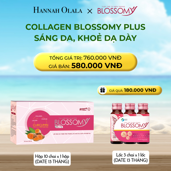  MUA 1 HỘP 10 THỰC PHẨM BẢO VỆ SỨC KHỎE BLOSSOMY PLUS - 1.000 MG COLLAGEN THỦY PHÂN (DATE 13 THÁNG) - TẶNG 1 LỐC 3 THỰC PHẨM BẢO VỆ SỨC KHỎE BLOSSOMY - 50 MG COLLAGEN THỦY PHÂN (DATE 13 THÁNG) (HỘP 10 CHAI X 1 HỘP & LỐC 3 CHAI X 1 LỐC) 