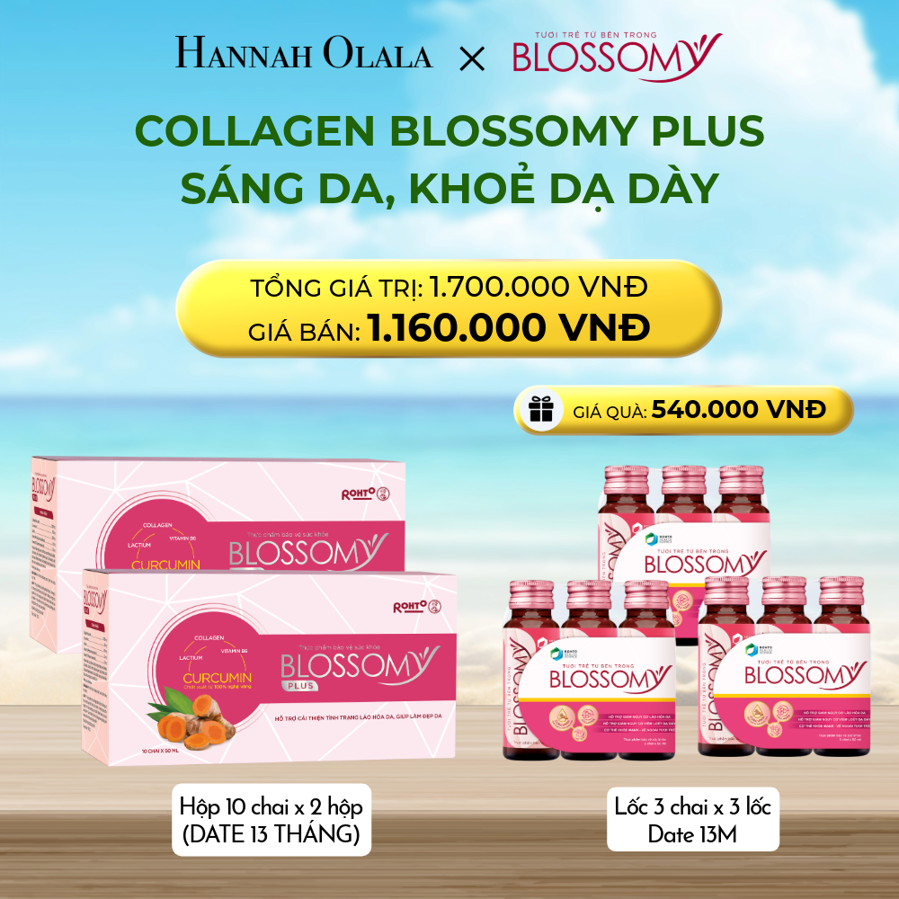 Thực Phẩm Bảo Vệ Sức Khỏe BLOSSOMY PLUS 10 Hộp 1000mg Collagen Thủy Phân
