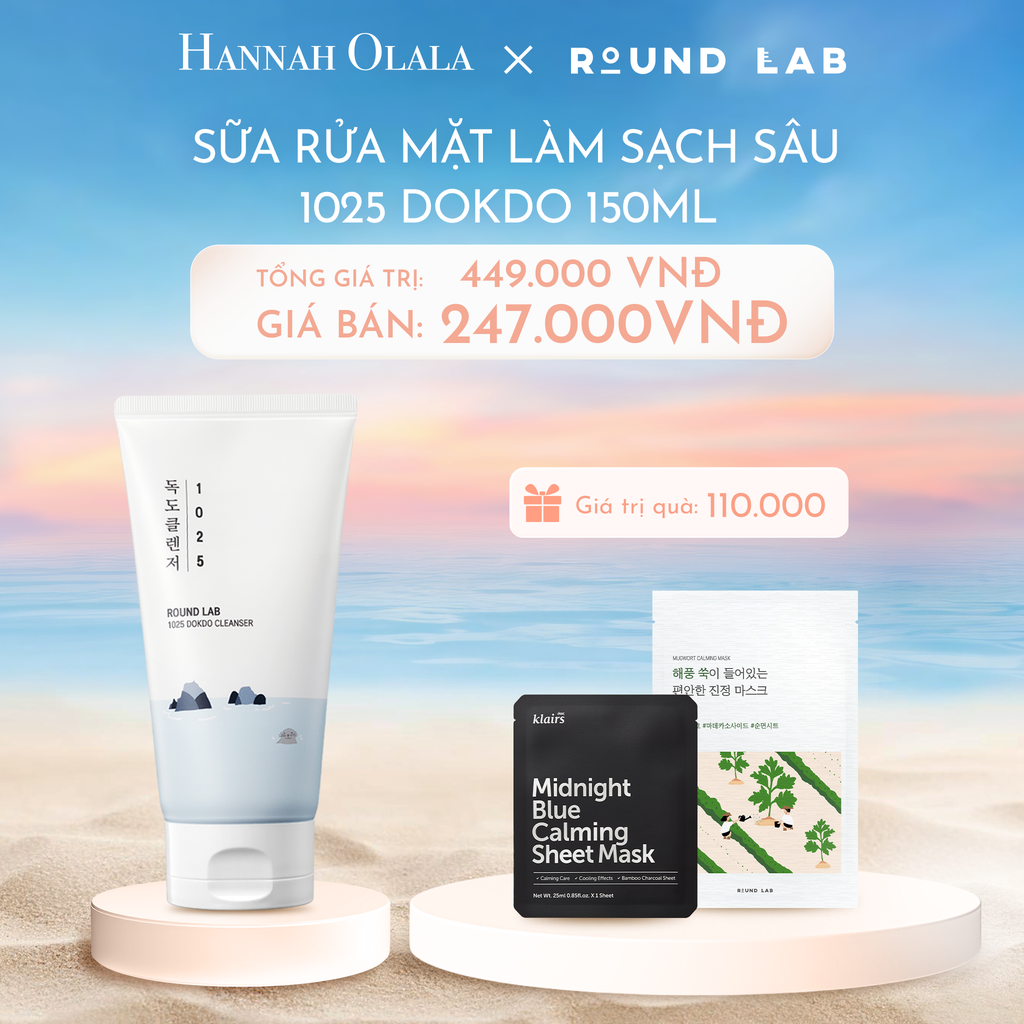  C231_DEAL 3:SỮA RỬA MẶT ROUND LAB 1025 DOKDO CLEANSER 150ML LOẠI BỎ BỤI BẨN DẦU THỪA 