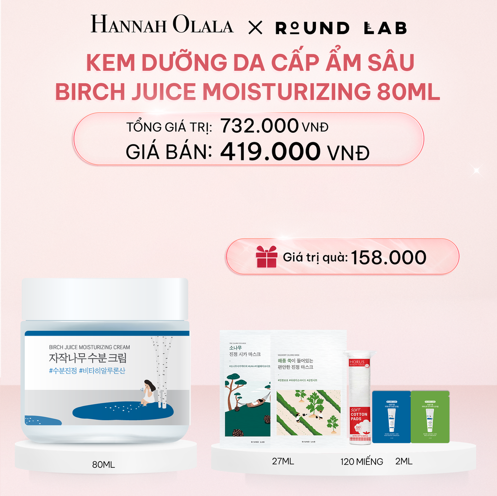  E364_DEAL 4: KEM DƯỠNG DA ROUND LAB BIRCH JUICE MOISTURIZING CREAM 80ML DƯỠNG ẨM CẢI THIỆN ĐỘ ĐÀN HỒI DA 
