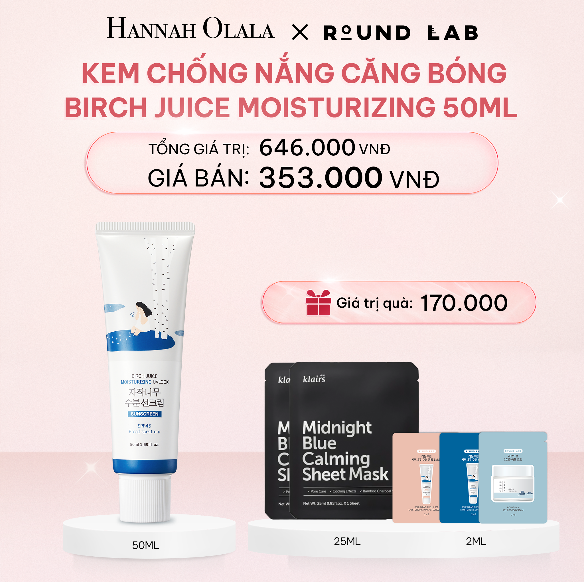  E362_DEAL 2: KEM CHỐNG NẮNG ROUND LAB BIRCH JUICE MOISTURIZING 50ML BẢO VỆ DA QUANG PHỔ RỘNG 
