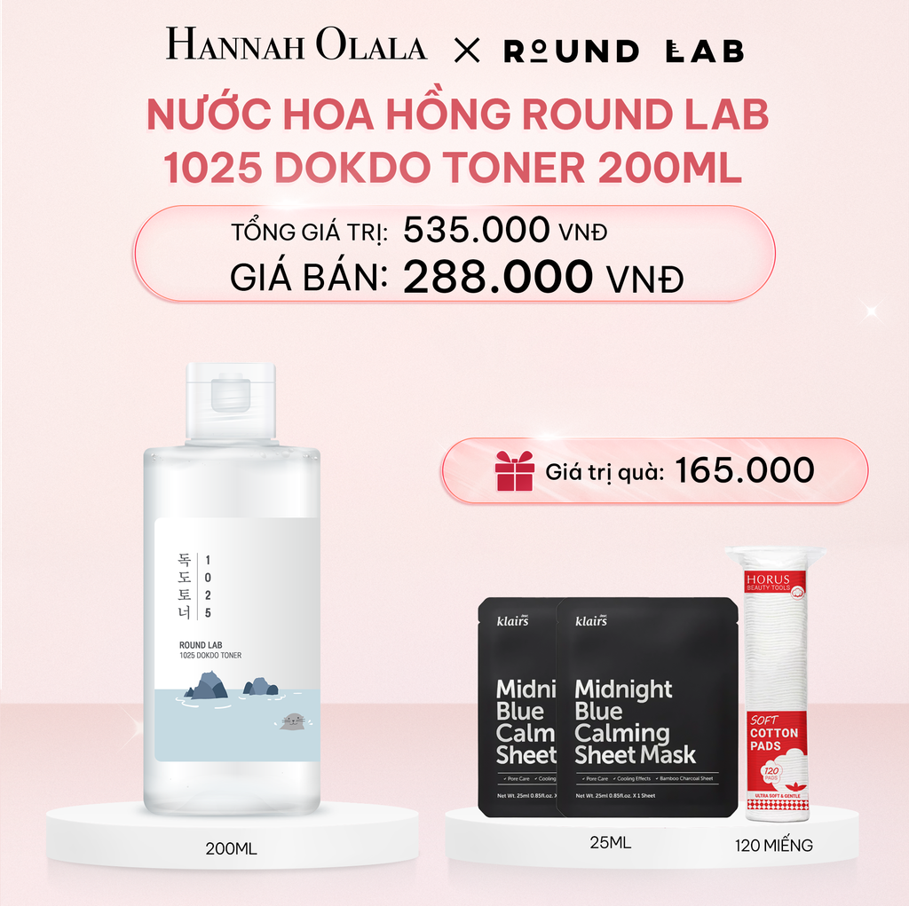  E361_DEAL 1: NƯỚC HOA HỒNG ROUND LAB 1025 DOKDO TONER 200ML BỔ SUNG ĐỘ ẨM LÀM DỊU DA 