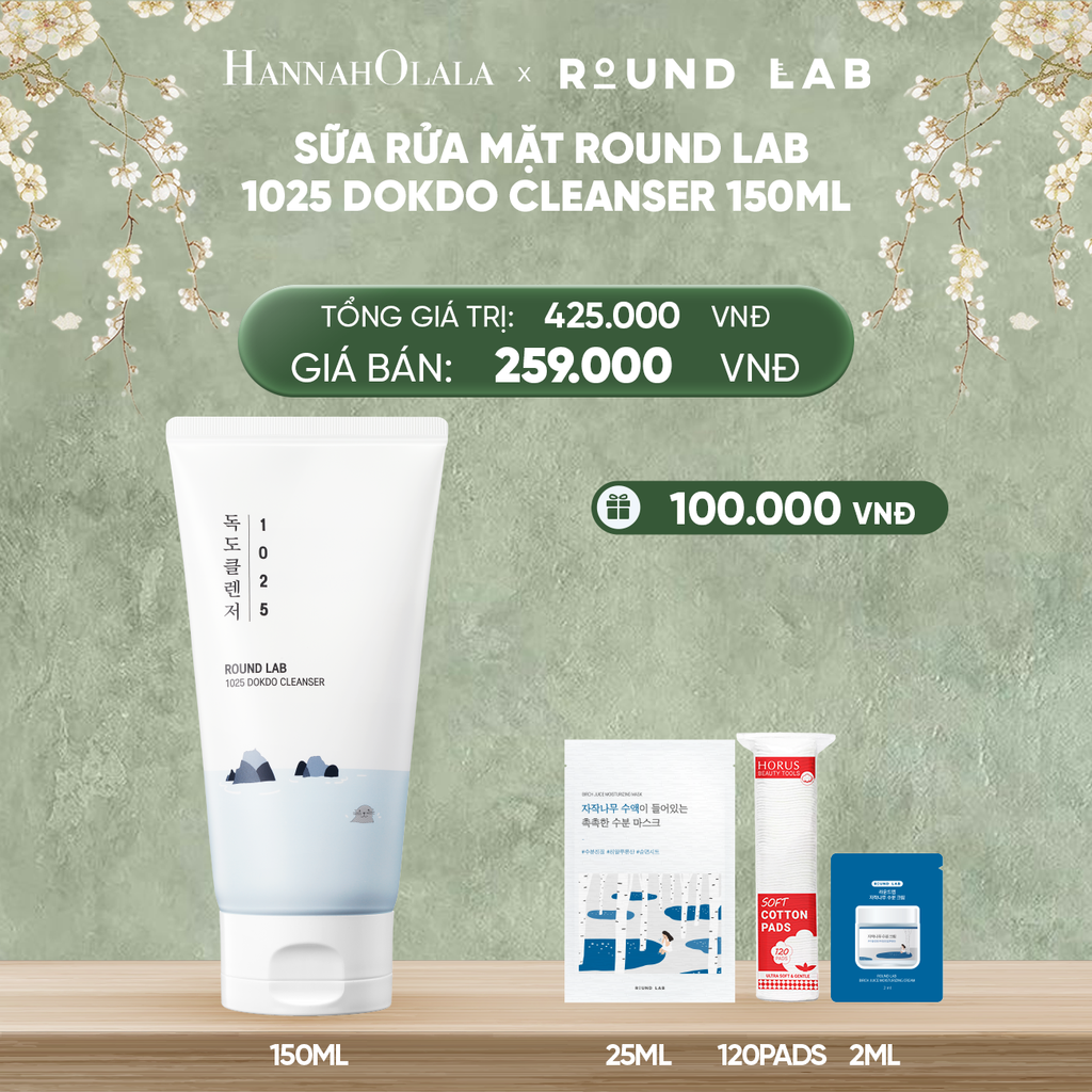  DEAL 3: SỮA RỬA MẶT ROUND LAB 1025 DOKDO CLEANSER 150ML LOẠI BỎ BỤI BẨN DẦU THỪA 