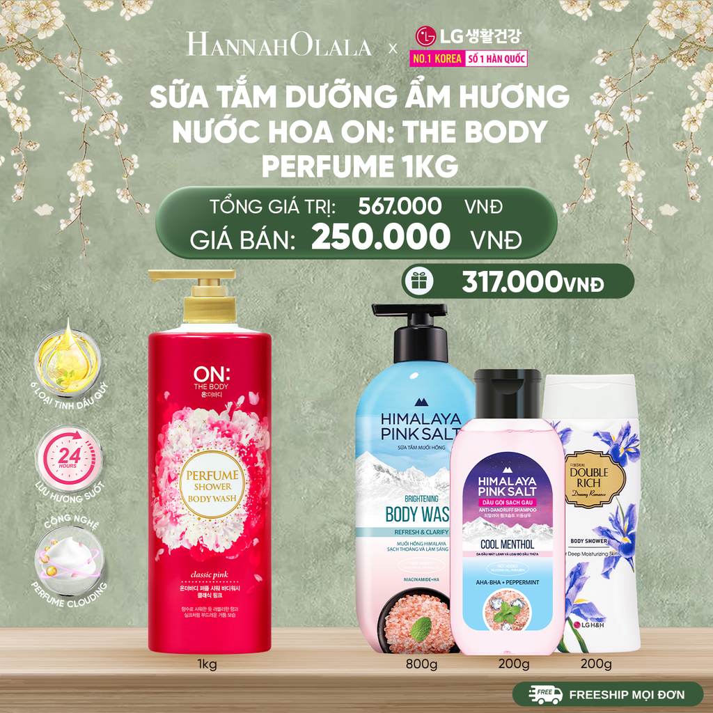  DEAL 01: SỮA TẮM DƯỠNG ẨM HƯƠNG NƯỚC HOA ON: THE BODY PERFUME CLASSIC PINK 1KG 