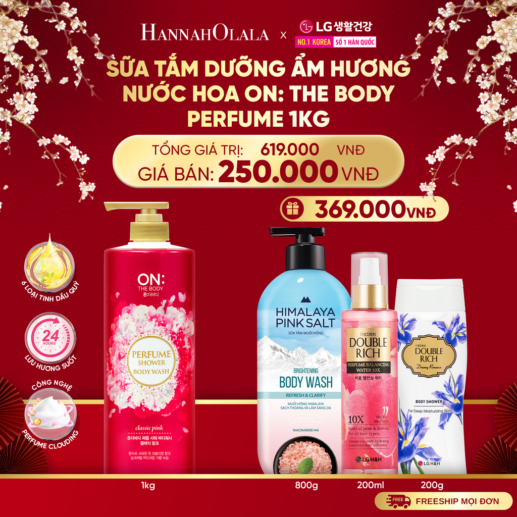  DEAL 01: SỮA TẮM DƯỠNG ẨM HƯƠNG NƯỚC HOA ON: THE BODY PERFUME CLASSIC PINK 1KG 