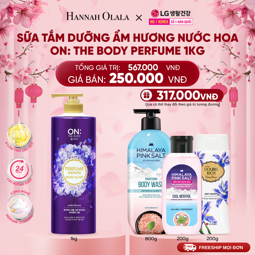  DEAL 01: SỮA TẮM DƯỠNG ẨM HƯƠNG NƯỚC HOA ON: THE BODY PERFUME CLASSIC PINK 1KG 
