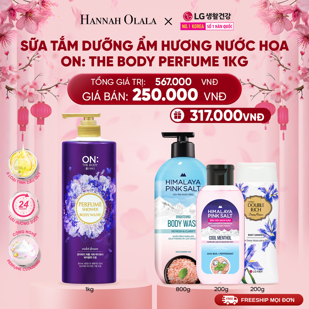  A1439_DEAL 01: SỮA TẮM DƯỠNG ẨM HƯƠNG NƯỚC HOA ON: THE BODY PERFUME CLASSIC PINK 1KG 