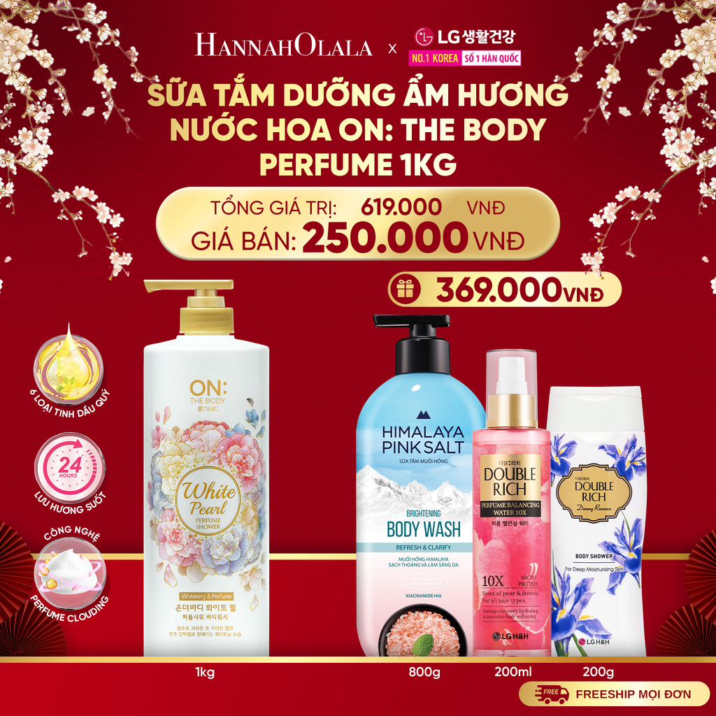  DEAL 01: SỮA TẮM DƯỠNG ẨM HƯƠNG NƯỚC HOA ON: THE BODY PERFUME CLASSIC PINK 1KG 