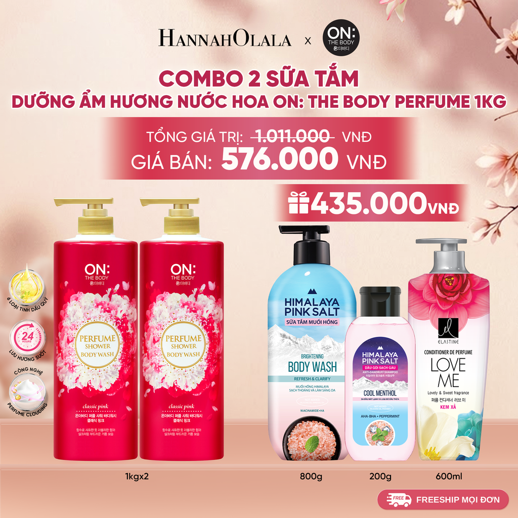  COMBO 2 SỮA TẮM DƯỠNG ẨM HƯƠNG NƯỚC HOA ON: THE BODY PERFUME 1KG - A555 