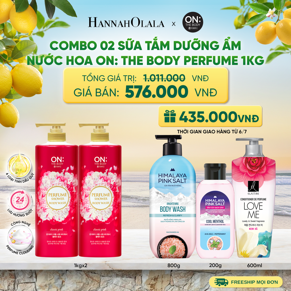  COMBO 2 SỮA TẮM DƯỠNG ẨM HƯƠNG NƯỚC HOA ON: THE BODY PERFUME 1KG - A746 