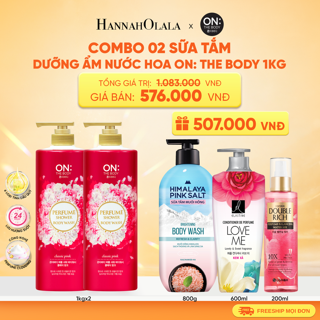  COMBO 2 SỮA TẮM DƯỠNG ẨM HƯƠNG NƯỚC HOA ON: THE BODY PERFUME 1KG 