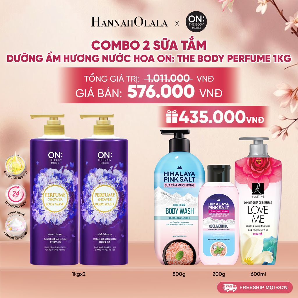  COMBO 2 SỮA TẮM DƯỠNG ẨM HƯƠNG NƯỚC HOA ON: THE BODY PERFUME 1KG - A555 