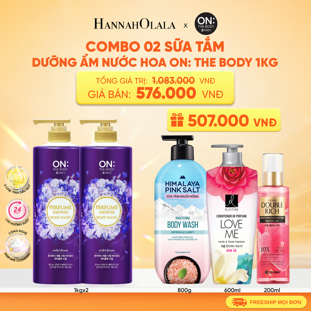  COMBO 2 SỮA TẮM DƯỠNG ẨM HƯƠNG NƯỚC HOA ON: THE BODY PERFUME 1KG 