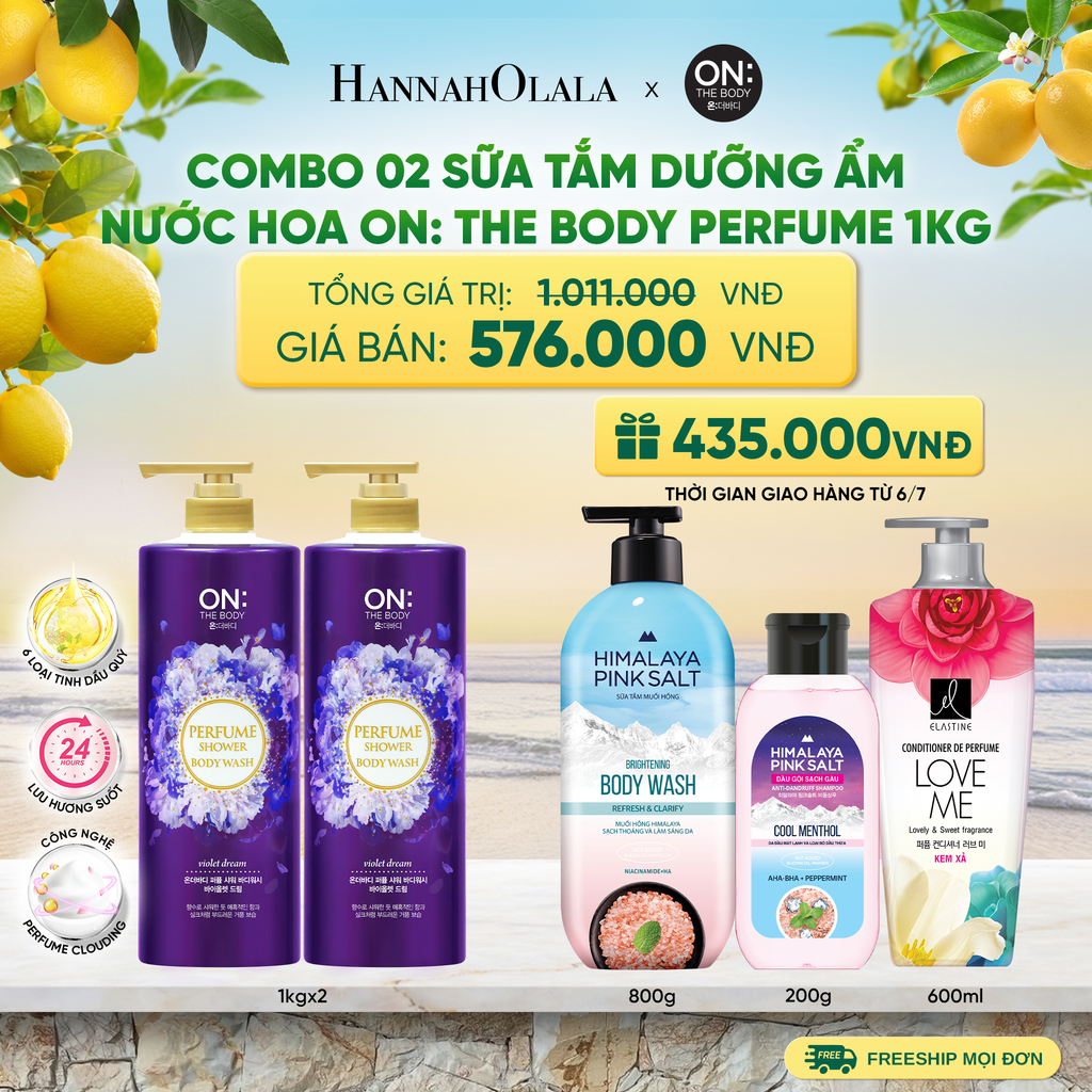  COMBO 2 SỮA TẮM DƯỠNG ẨM HƯƠNG NƯỚC HOA ON: THE BODY PERFUME 1KG - A746 