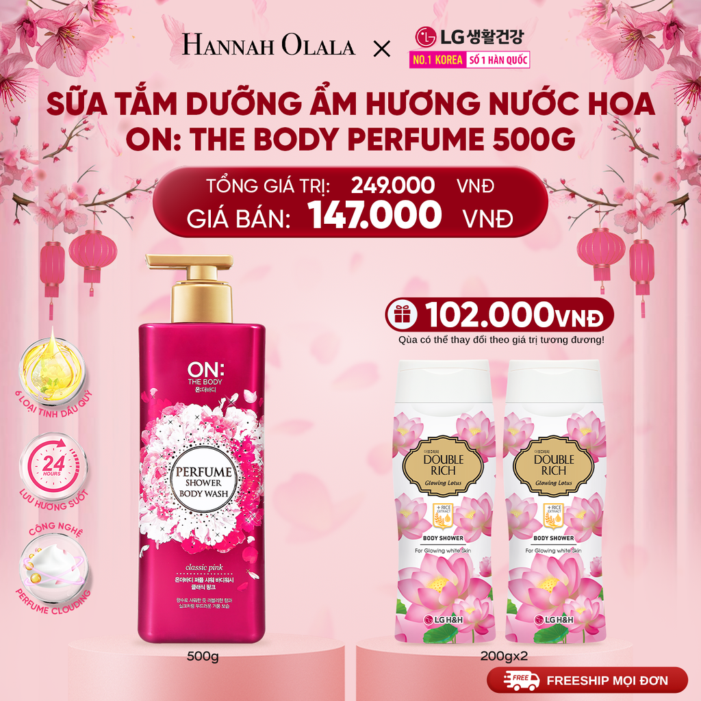  DEAL 02: SỮA TẮM DƯỠNG ẨM HƯƠNG NƯỚC HOA ON: THE BODY PERFUME VIOLET DREAM 500G 