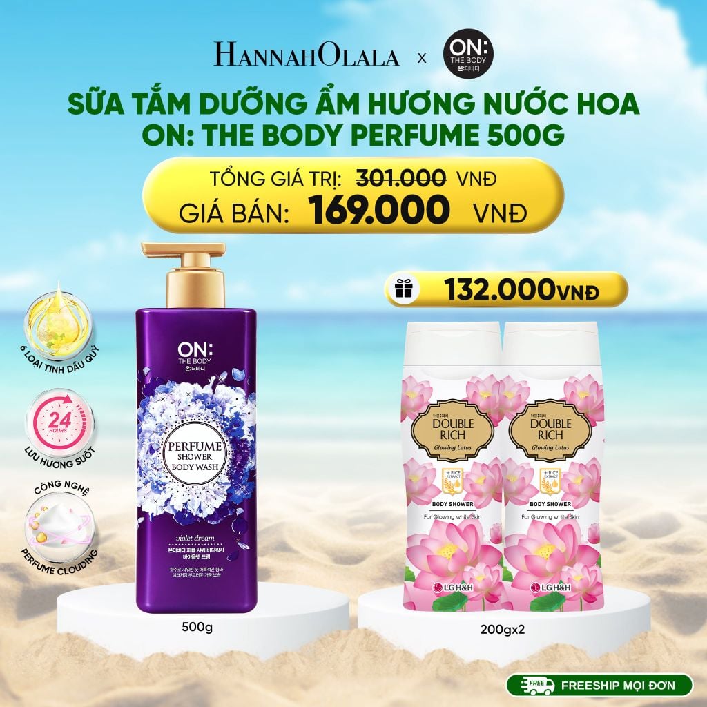 DEAL 02: SỮA TẮM DƯỠNG ẨM HƯƠNG NƯỚC HOA ON: THE BODY PERFUME 500G 