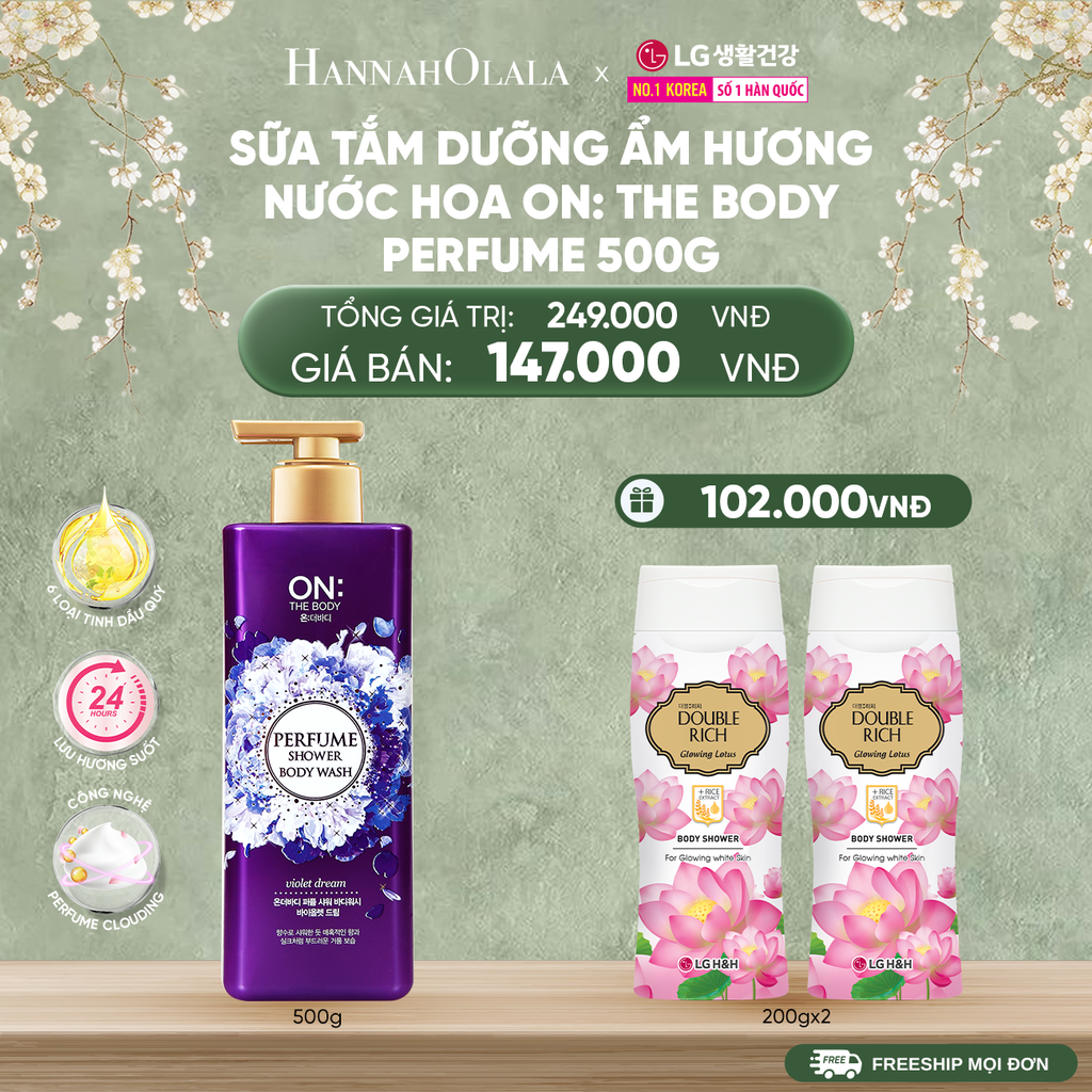  DEAL 02: SỮA TẮM DƯỠNG ẨM HƯƠNG NƯỚC HOA ON: THE BODY PERFUME VIOLET DREAM 500G 