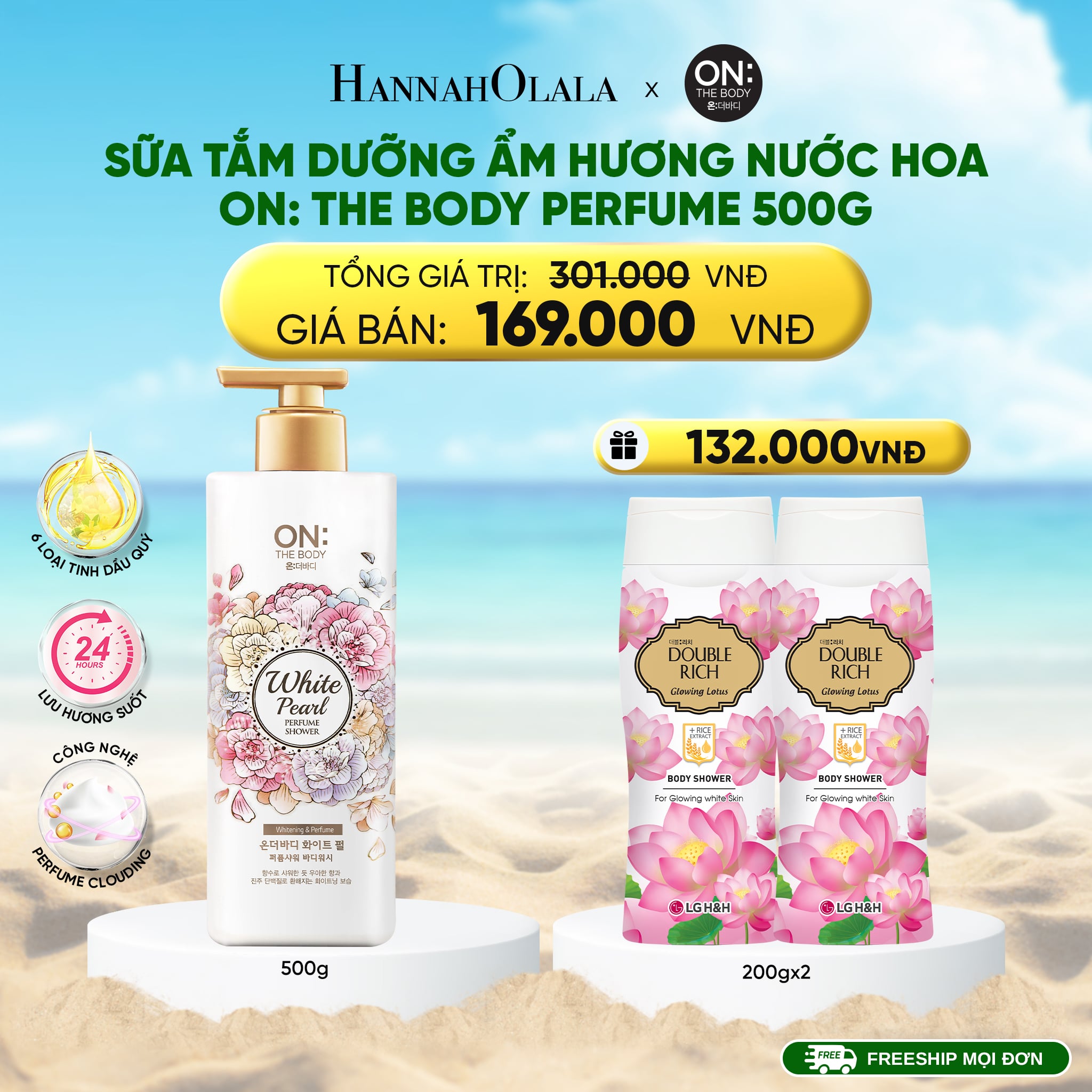 Combo Sữa Tắm Dưỡng Ẩm The Body Perfume 500g