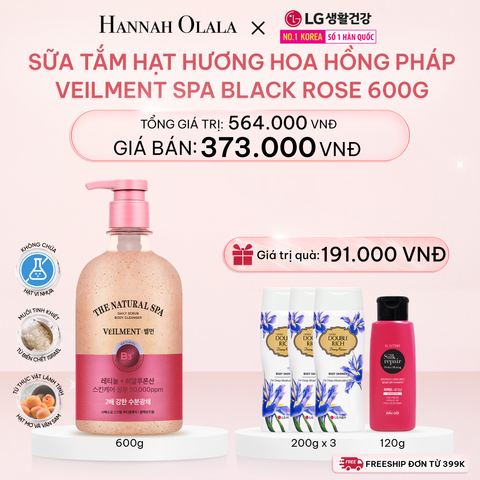  E420_DEAL 17: SỮA SỮA TẮM HẠT HƯƠNG HOA HỒNG ON: THE BODY VEILMENT SPA BLACK ROSE 600G 