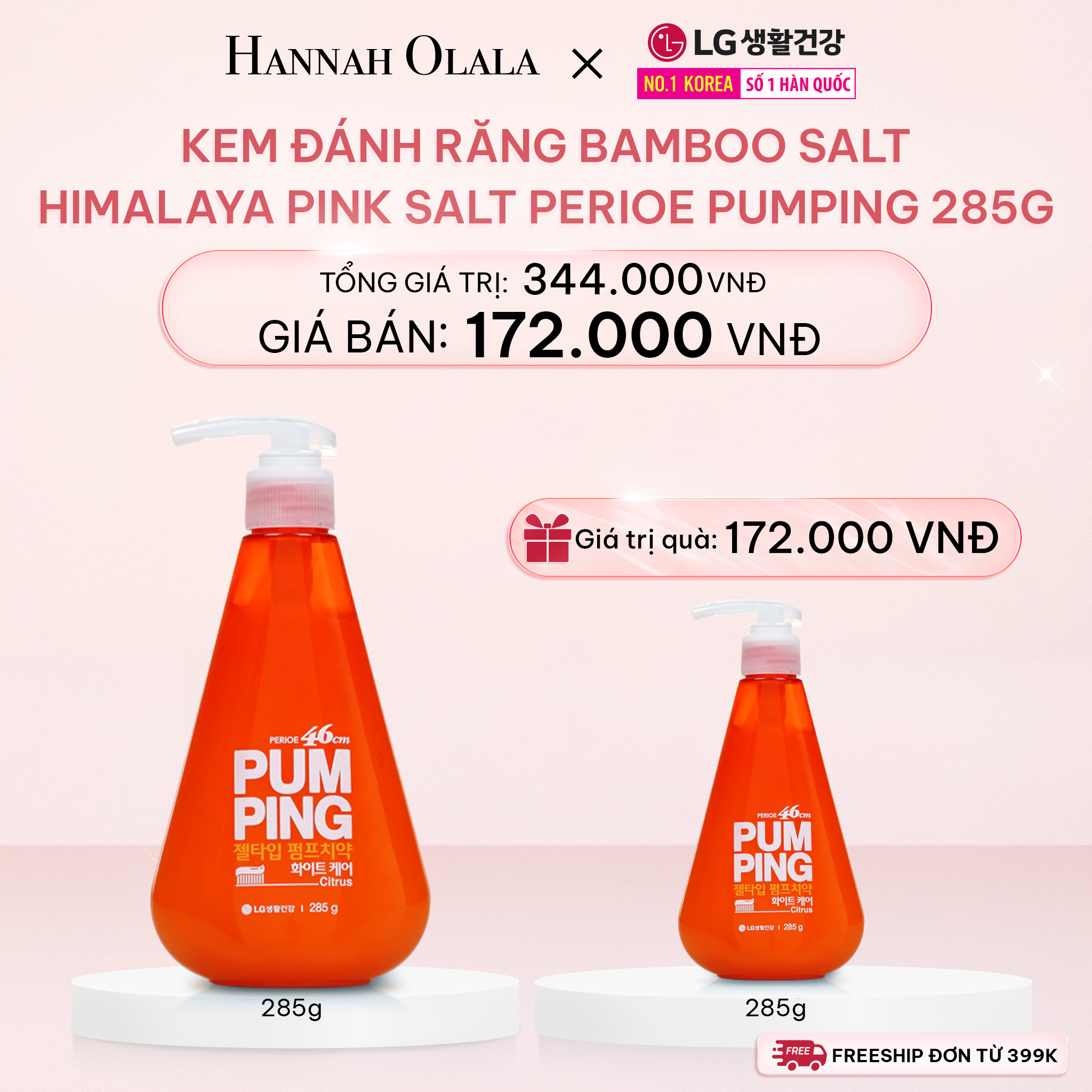  E423_DEAL 07: KEM ĐÁNH RĂNG BAMBOO SALT HIMALAYA PINK SALT PERIOE PUMPING 285G 