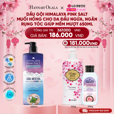  DEAL29: DẦU GỘI HIMALAYA PINK SALT MUỐI HỒNG CHO DA ĐẦU NGỨA, NGĂN RỤNG TÓC GIÚP MỀM MƯỢT, ÓNG Ả 650ML 