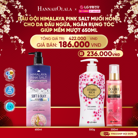  A1368_DEAL29: DẦU GỘI HIMALAYA PINK SALT MUỐI HỒNG CHO DA ĐẦU NGỨA, NGĂN RỤNG TÓC GIÚP MỀM MƯỢT, ÓNG Ả 650ML 